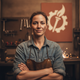 Portrait of a female welder in her late 20s, wearing a denim shirt, with a determined and satisfied expression.